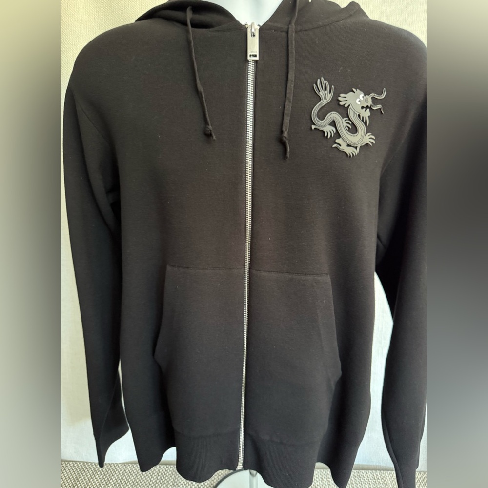 New Men's Sandro Paris Black Hoodie with Dragon Logo